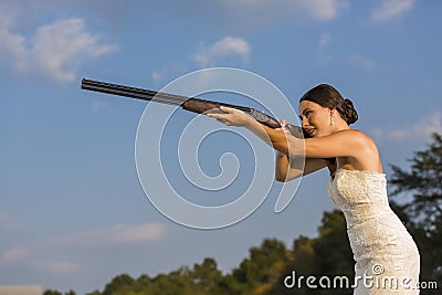 Bride with Shotgun Stock Photo