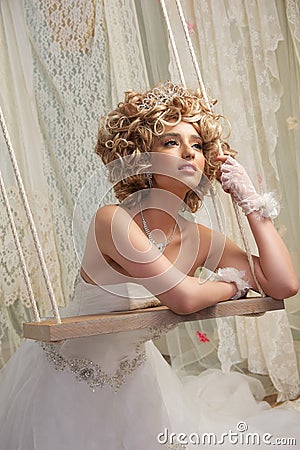 Bride on Swing Stock Photo