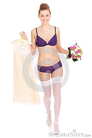 Bride in underwear Stock Photo