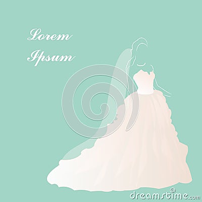 Bride wedding dress, bridal shower, beautiful white dress, vector illustration Vector Illustration