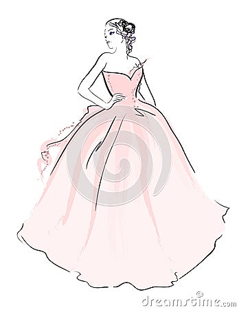 Bride in a wedding dress Vector Illustration