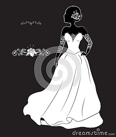 Brige bride on a wedding dress Vector Illustration