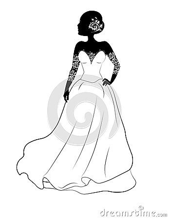 Brige bride on a wedding dress Vector Illustration