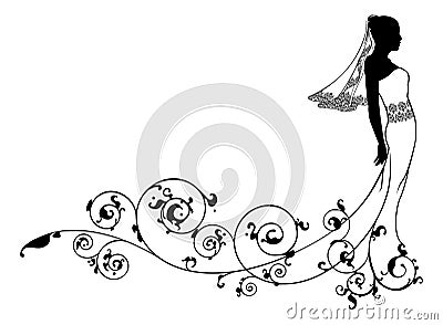 Bride wedding fashion silhouette Vector Illustration