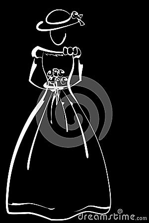 Bride in Wedding Gown Vector Illustration