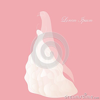 Bride in white bridal dress, bridal shower, wedding dress. pink background. Vector Illustration