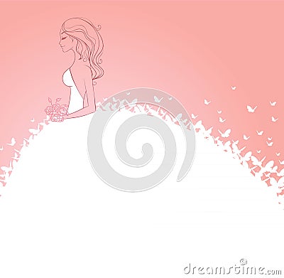 Bride in white dress Vector Illustration