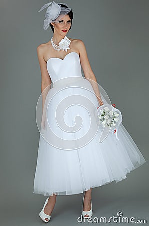 Bride in a white dress Stock Photo