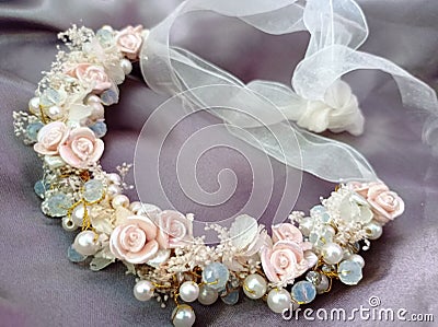 flower and pearl crown for wedding Stock Photo