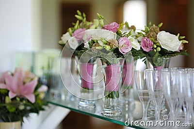 Bridesmaids bouquets Stock Photo