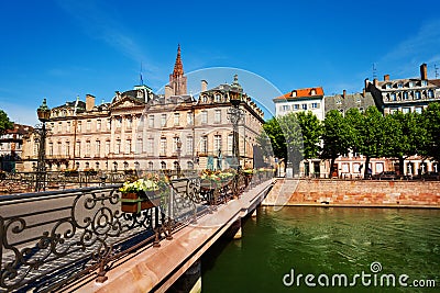 Ill river canal and Rohan Palace in Strasbourg Stock Photo