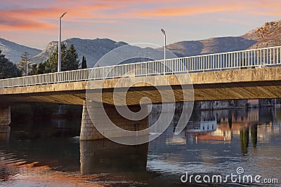 Bridge across river. Bosnia and Herzegovina, Republika Srpska, Trebinje city Stock Photo