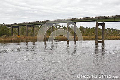 Bridge Along the Coastal Highway in Georgia Stock Photo