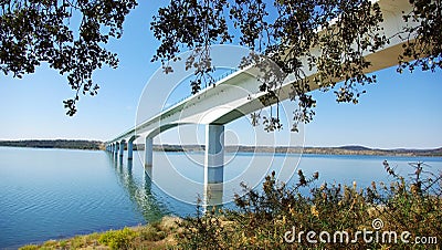 Bridge on the Alqueva lake. Stock Photo