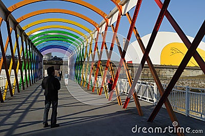 Bridge .AVILES .Asturias.SPAIN Editorial Stock Photo