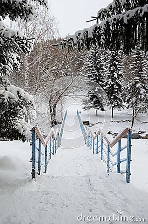 Bridge on Belokurikha river Stock Photo