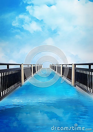 The bridge blue sky nature background, poster, business flyer te Stock Photo