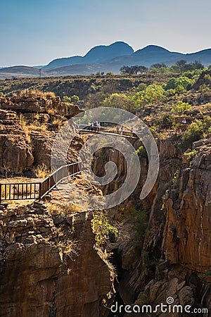 Bridge at Bourke Luck Potholes, Blyde River Canyon, South Africa Stock Photo