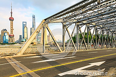 Bridge buildings and skyline in Shanghai Stock Photo