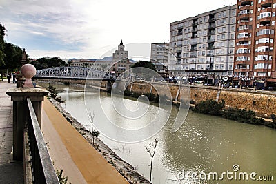 Bridge called Puente Nuevo over The Segura River in Murcia Editorial Stock Photo