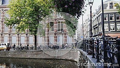 Bridge on canal in Amsterdam, Amstel, Holland, Netherlands Stock Photo