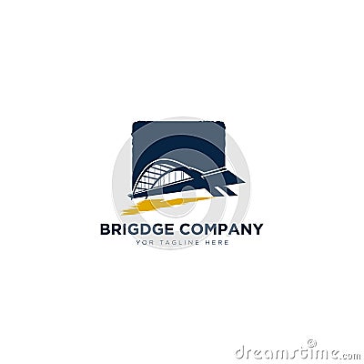 Bridge Company Logo designs with river for arch and building Vector Illustration