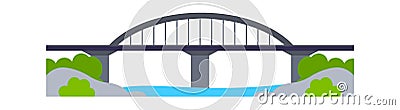 Bridge construction between two coasts flat icon Architecture element Vector Illustration