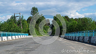 Bridge in the countryside. rural landscape. country road in the village Stock Photo