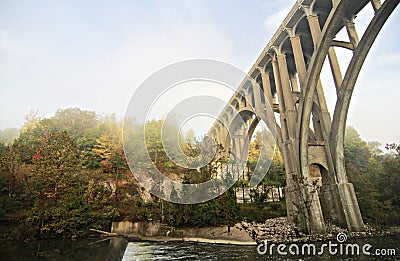 Bridge in Cuyahoga Valley National Park at Dusk - Autumn - BRECKSVILLE - OHIO Stock Photo