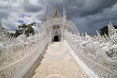 Bridge of the Cycle of Rebirth and the Ubosot Stock Photo