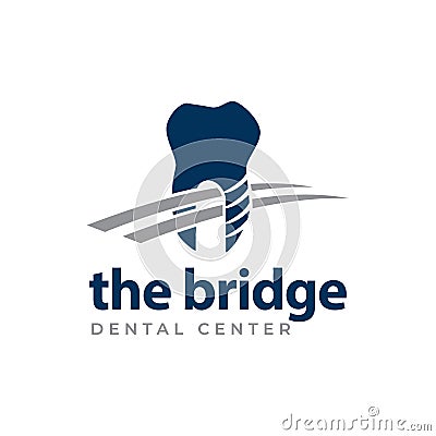 The bridge dental center logo, scene dental implant become bridge vector Vector Illustration