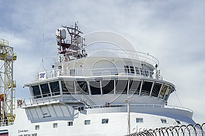 Bridge of Dina Polaris looming over hurricane barrier Editorial Stock Photo