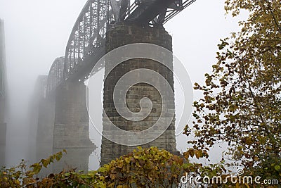 Bridge disappears in the fog Stock Photo