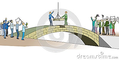 Building a bridge that connects Vector Illustration