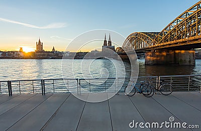 Bridge and the Dom of Cologne Stock Photo