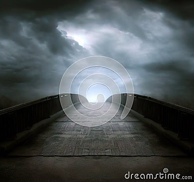 Bridge fade into the mist Stock Photo