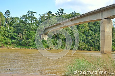 bridge of ferry village in jerantut pahang malaysia Stock Photo