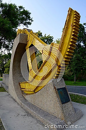 Bridge Gear Monument, Winnipeg, Manitoba, Canada Editorial Stock Photo