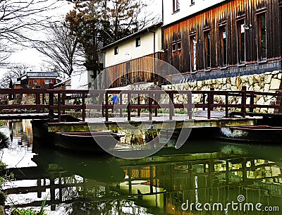 Bridge, Hachiman-bori, Omi-Hachiman, Japan Editorial Stock Photo