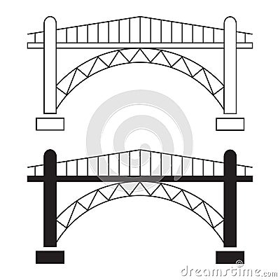 The bridge icon. A structure erected over an obstacle. The bridge is one of the oldest engineering inventions of mankind. Vector Illustration