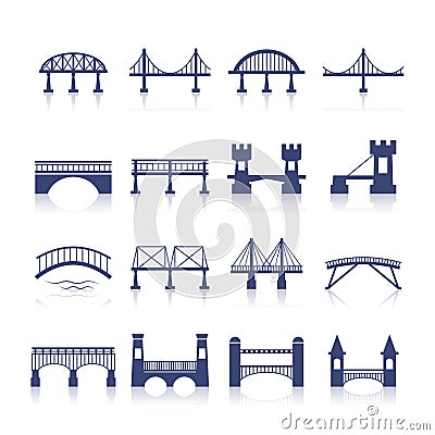 Bridge Icons Set Vector Illustration