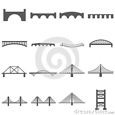 Bridge Icons Set Vector Illustration