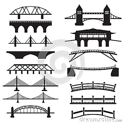 Bridge icons set Vector Illustration