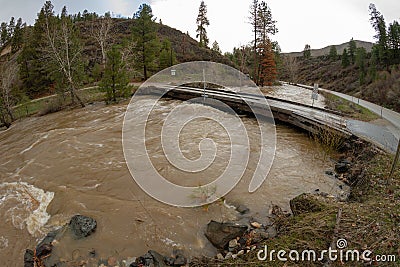 Nearly flooded bridge Stock Photo