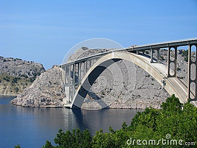 Bridge on island Krk in Croatia - Adriatic Sea Stock Photo