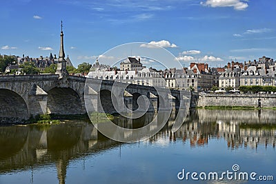 Bridge Jacques-Gabriel at Blois in France Stock Photo