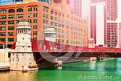 Bridge LaSalle Blvd over Chicago river in downtown Stock Photo