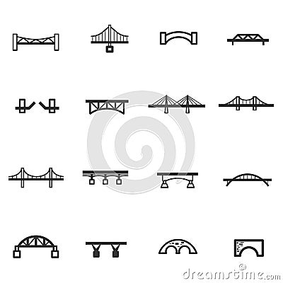 Bridge line icon set vector Vector Illustration