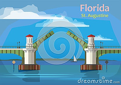 The Bridge of Lions, Florida, United States Vector Illustration