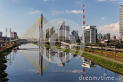 Bridge in Marginal Pinheiros Sao Paulo Brazil Stock Photo